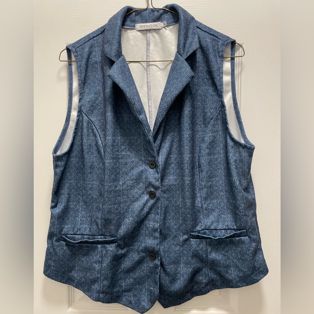MISSLOOK Blue Knit Vest